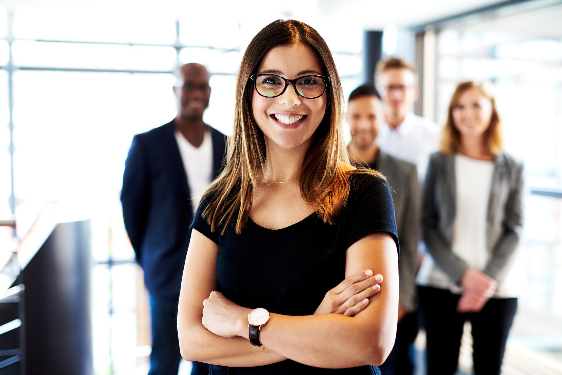 White Female Executive Standing 